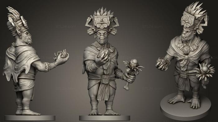 Figurines heroes, monsters and demons (Ape man shaman, STKM_1381) 3D models for cnc